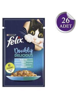 Felix Çifte Lezzet Somonlu ve Sardalyalı Yetişkin Kedi Konservesi 85 Gr x 26 Adet - 1